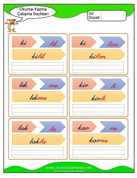 k sesi Grubu Çalışma Sayfaları